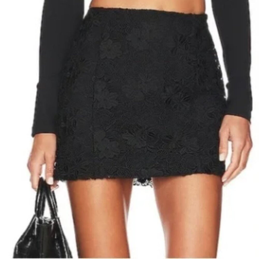 ZARA Style LPA Black Floral Lace Mini Skirt | Sexy Chic Night Out